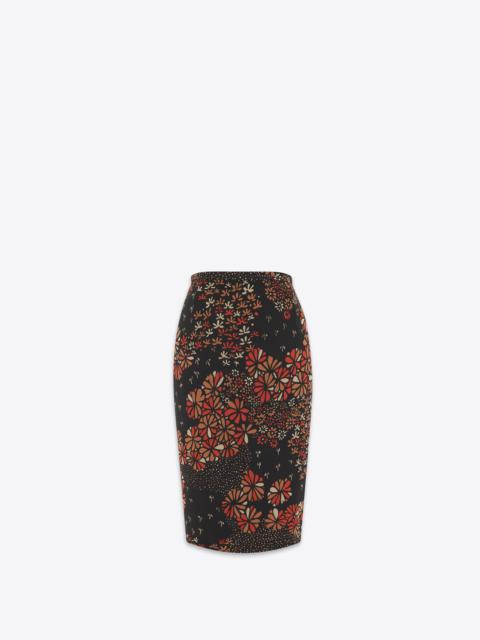 pencil skirt in 70's floral silk muslin