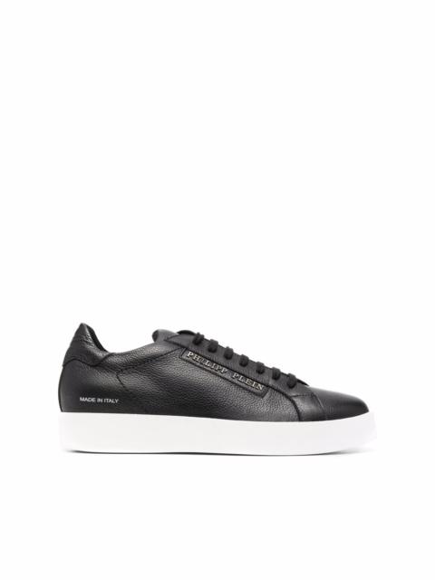logo-print leather trainers