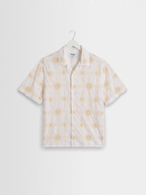 Wax London Didcot - White Corded Lace Short-Sleeve Shirt