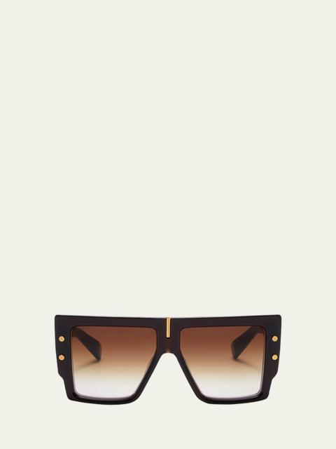 Balmain B-Grand Acetate & Titanium Square Sunglasses