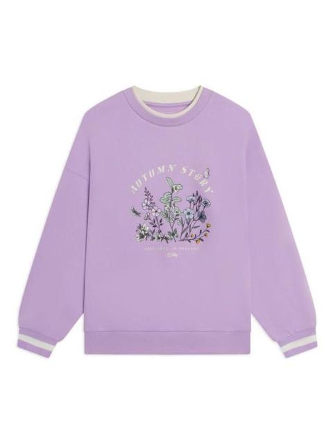 Li-Ning (WMNS) Li-Ning Floral Embroidered Logo Sweatshirt 'Purple' AWDS918-5