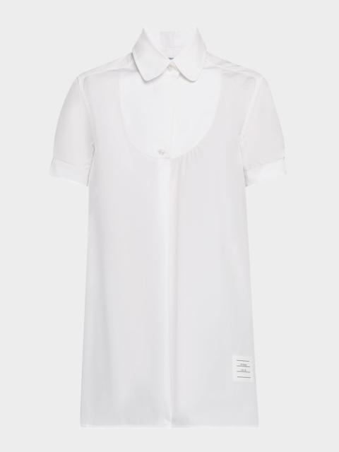 Thom Browne Bib-Front Tunic Shirt in Solid Poplin
