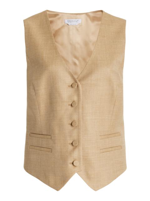 GABRIELA HEARST Coleridge Vest in Hay Virgin Wool and Silk Linen
