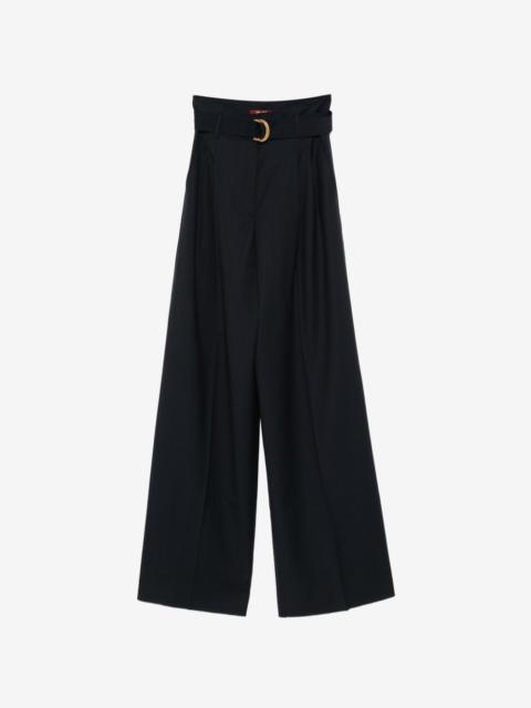 Max Mara high-waisted woollen cloth trousers - navy