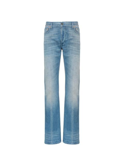 Web trim embellished straight jeans