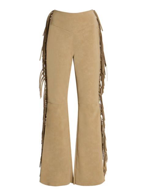 GOLDBERGH Lina Fringed Vegan Leather Flare Pants neutral
