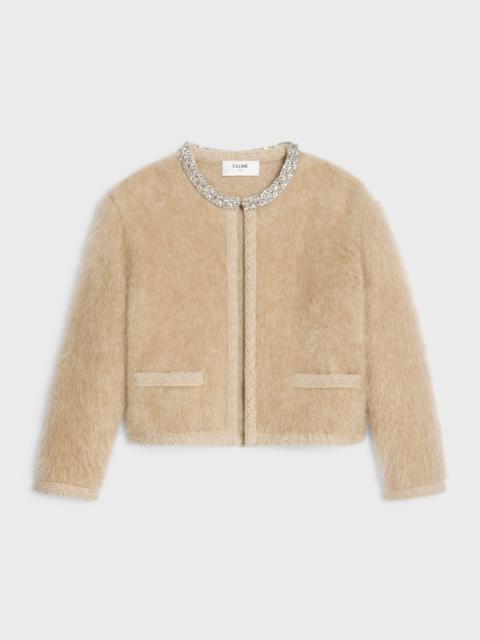 Embroidered cardigan in brushed mohair