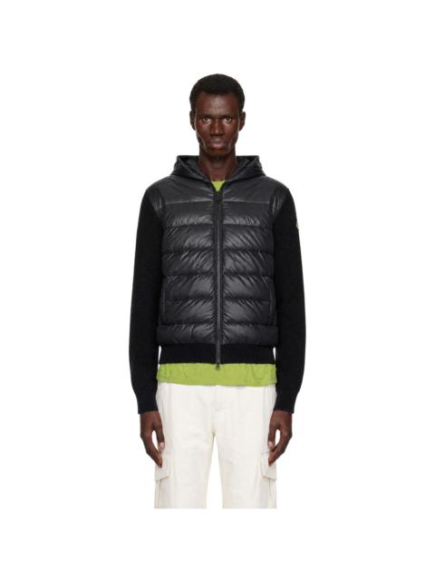 Moncler Black Padded Wool Zip-Up Jacket