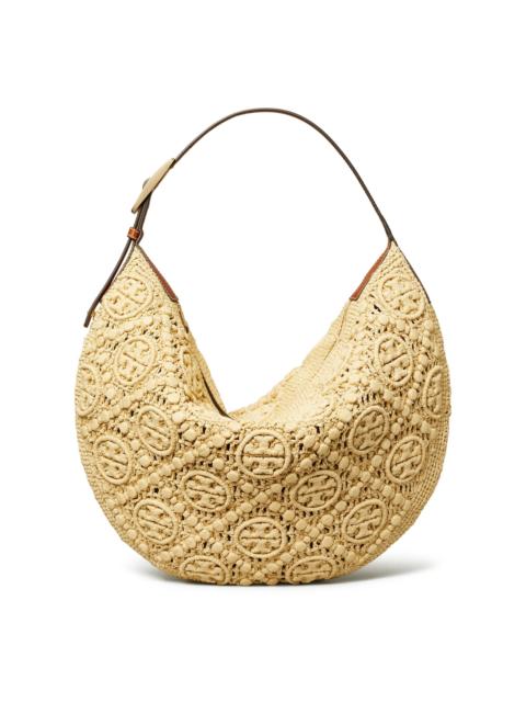 TORY BURCH Women's Monogram Raffia Hobo Bag - Natural