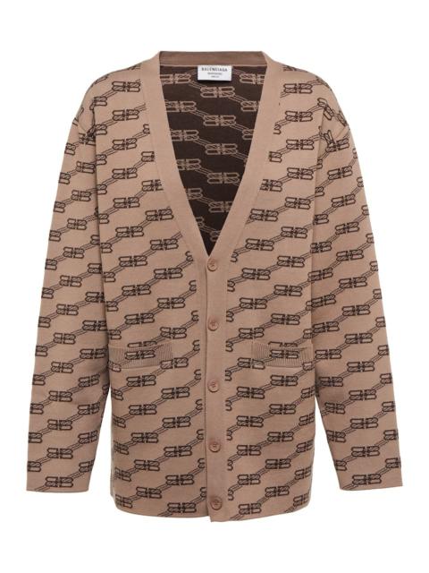 Logo intarsia cotton-blend cardigan