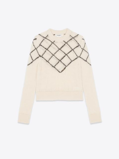 jacquard cropped sweater in wool