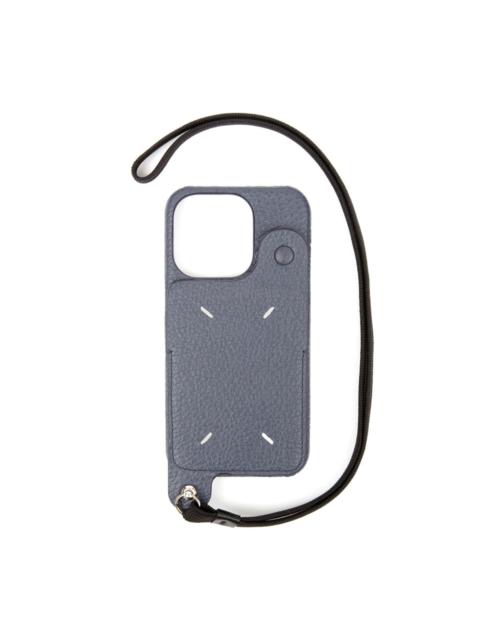 logo-embroidered leather phone case