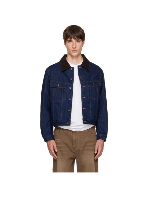 Tonywack Blue Cord-Collar Denim Trucker Jacket