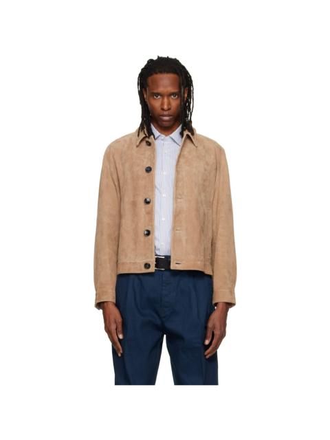 HUGO Beige Suede Stitched Pocket Detail Jacket