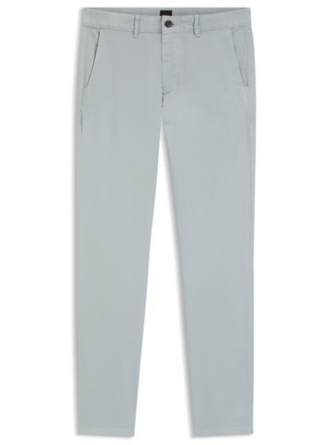 BOSS SLIM-FIT PANTS IN OVERDYED STRETCH SATIN