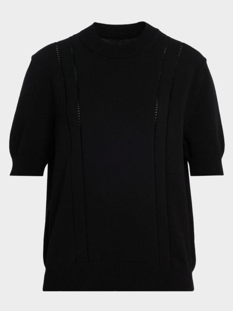 Jil Sander Lattice-Inset Short-Sleeve Sweater