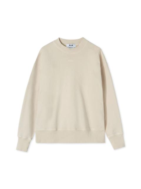 MSGM Cotton crewneck sweatshirt with embroidered MSGM micro logo