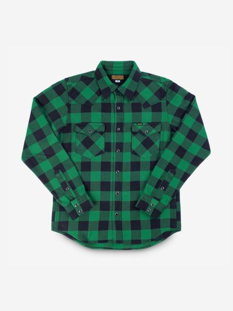 Iron Heart IHSH-232-GRN Ultra Heavy Flannel Buffalo Check Western Shirt - Green/Black