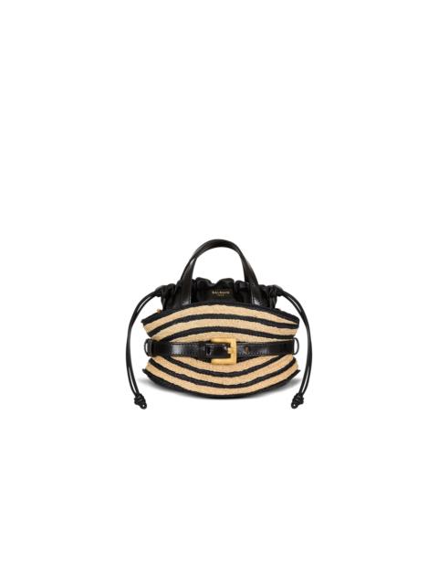 Balmain Mini Shuffle bag in smooth leather and raffia
