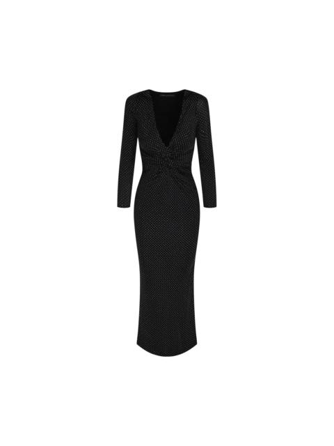 Versace Plunge Neck Sequin Maxi Dress 'Black'