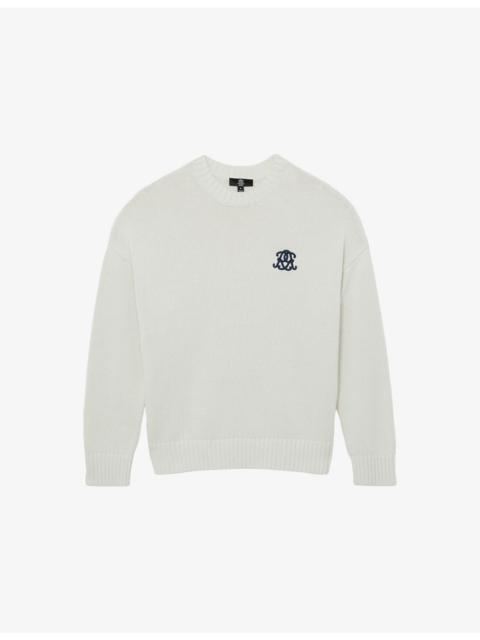 REISS Kendi Monogram-Embroidered Cotton Jumper