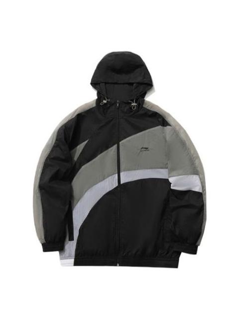 Li-Ning Logo Sports Windbreaker 'Black Grey' AFDR153-4