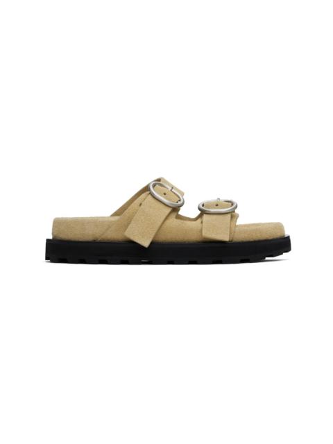 Jil Sander Beige Pin-Buckle Sandals