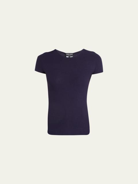 GIORGIO ARMANI Rib Knit Short-Sleeve Top