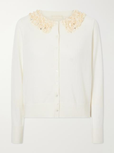 ULLA JOHNSON Anna Embellished Merino Wool Cardigan