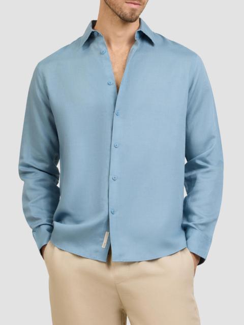 onia Men's Air Linen-Blend Long-Sleeve Shirt - Lagoon