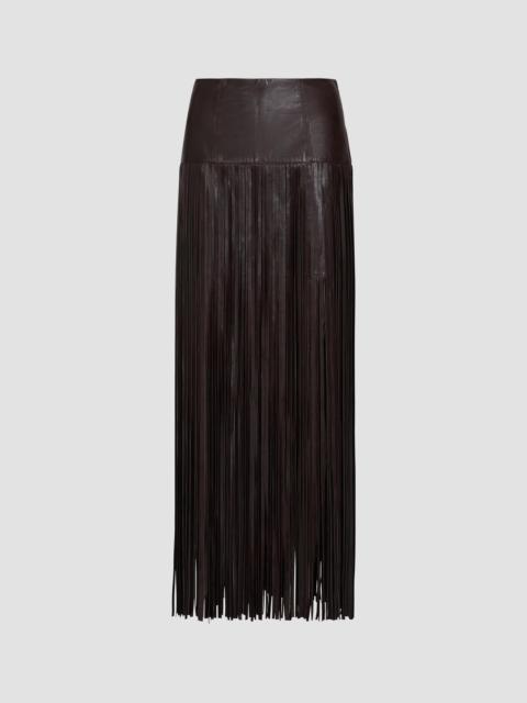 TWP Women's Tangled Up Fringed Leather Maxi Skirt - Dark Chocolate