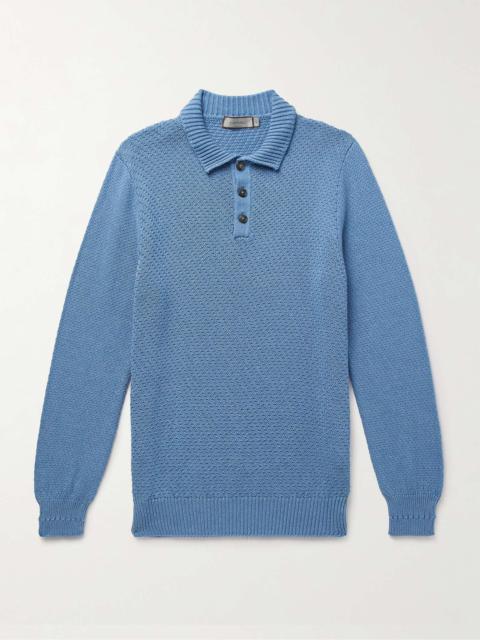Textured-Knit Cotton Polo Shirt