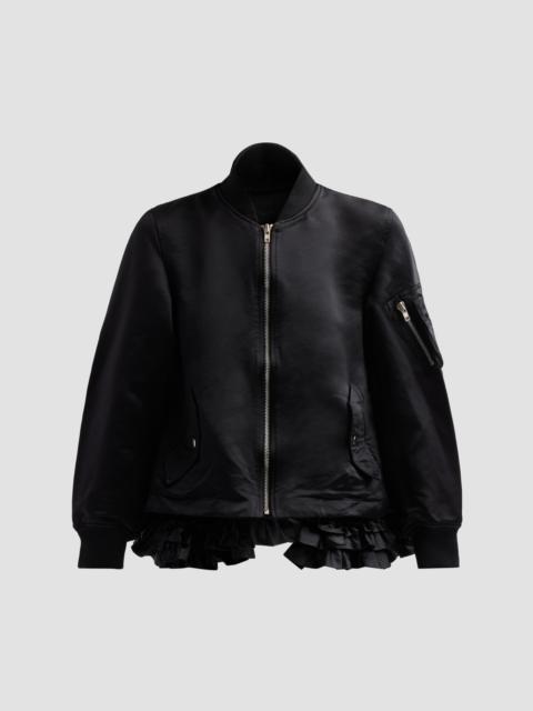Comme Des Garçons Women's Satin Ruffle-Trimmed Bomber Jacket - Black