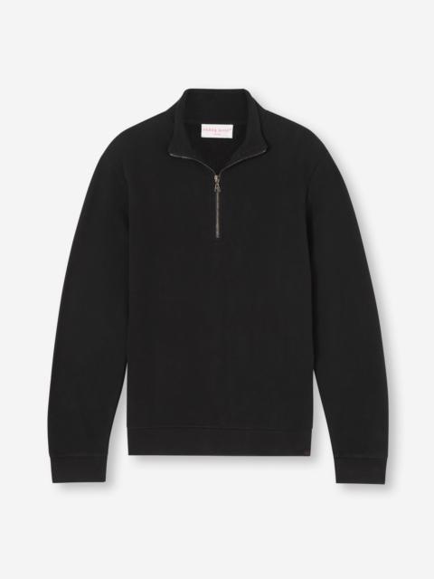 Derek Rose Men's Half-Zip Pullover Quinn Cotton Modal Black