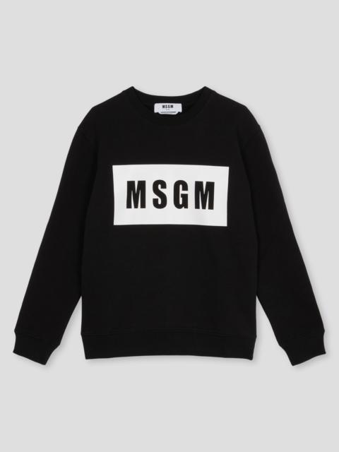MSGM Black crew neck sweatshirt with box logo