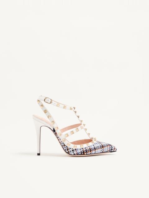 Valentino ROCKSTUD PUMPS IN WOVEN FABRIC 100MM
