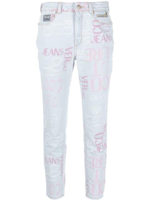 VERSACE JEANS COUTURE cropped logo-print skinny jeans