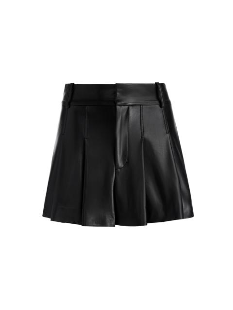 SCARLET HIGH RISE VEGAN LEATHER FLUTTER SHORTS