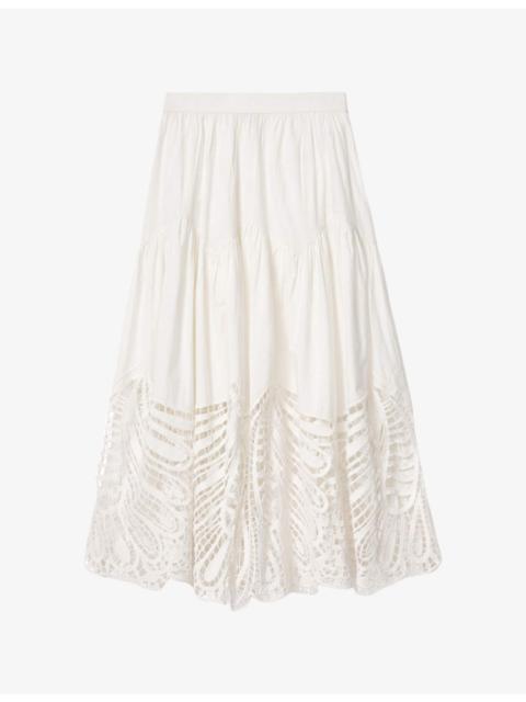 ALLSAINTS Femi Branded-Waist Cotton Midi Skirt