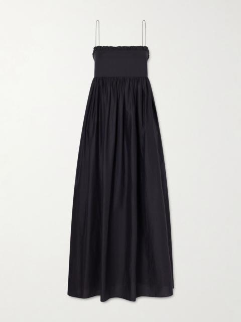 MATTEAU Empire ruffled cotton-poplin midi dress Black