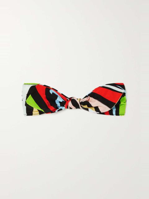 PUCCI Marmo knotted  printed beandeau bikini top