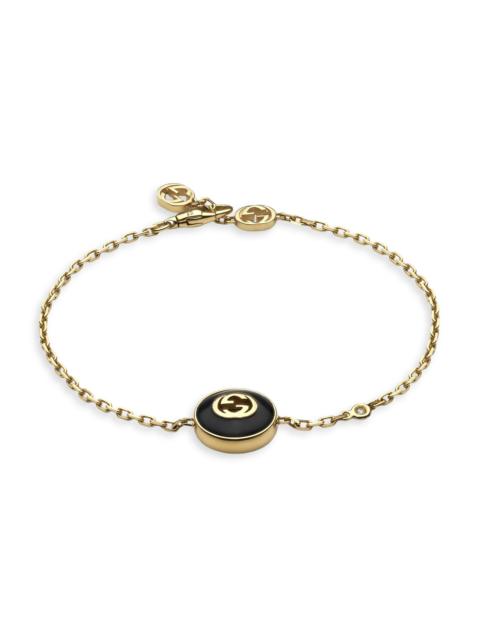 GUCCI Women's Interlocking G 18K Yellow Gold, Black Onyx & 0.008 TCW Diamond Bracelet - Yellow Gold