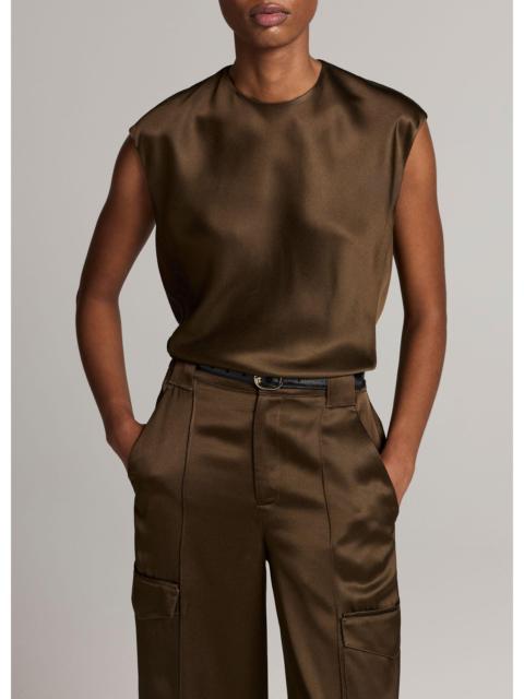 Vince Satin Relaxed Cap-Sleeve Top