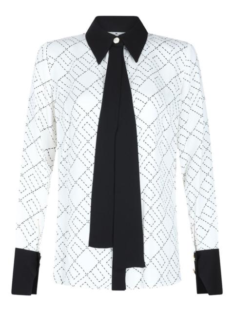 ELISABETTA FRANCHI geometric-print tie-neck shirt