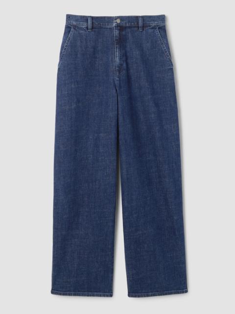 EILEEN FISHER Cotton Stretch Denim Roomy Wide Trouser