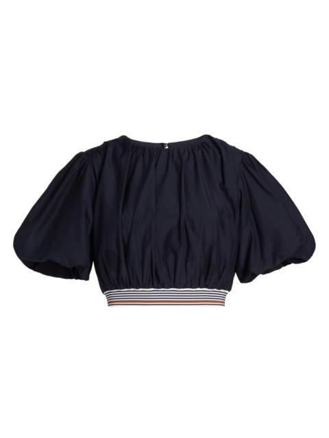 VERONICA BEARD Women's Gabriela Cotton-Silk Crop Top - Navy