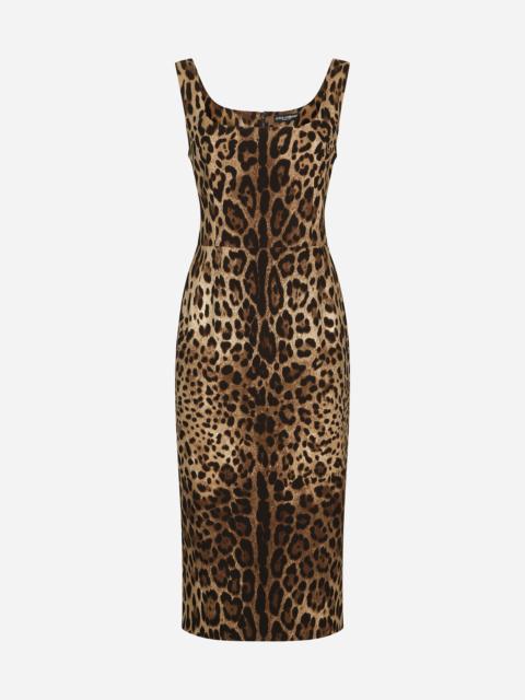 Dolce & Gabbana Leopard-print charmeuse midi dress
