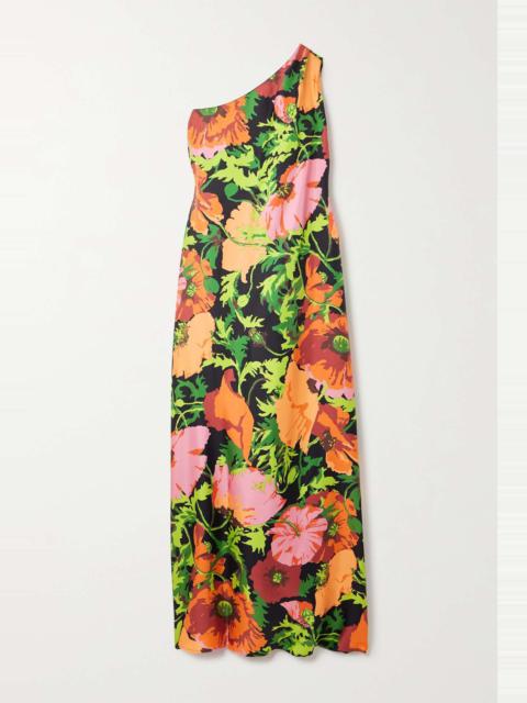 Roy one-shoulder floral-print silk-twill maxi dress