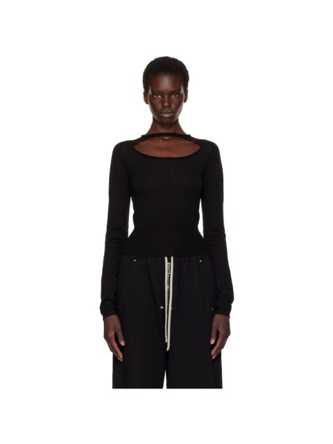 Rick Owens Black Tower Slashed Cropped Pull Sweater
