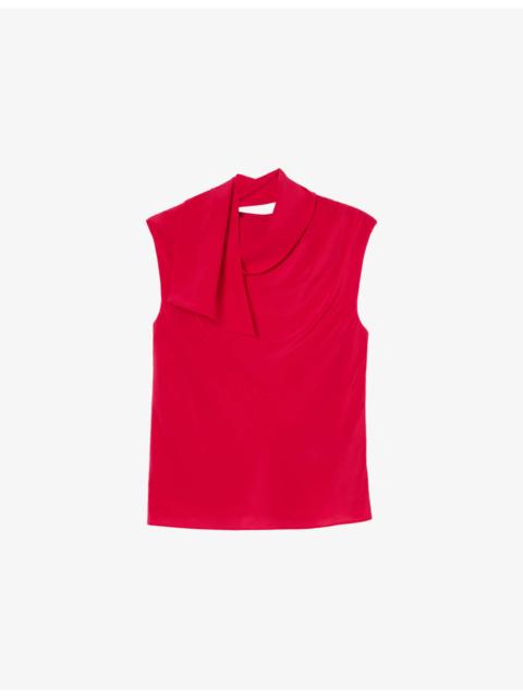 WHISTLES Cowl-Neck Sleeveless Silk Top